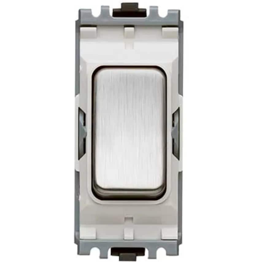 Grid Switch 2 Way SP 20A Brushed Stainless Steel White Inserts