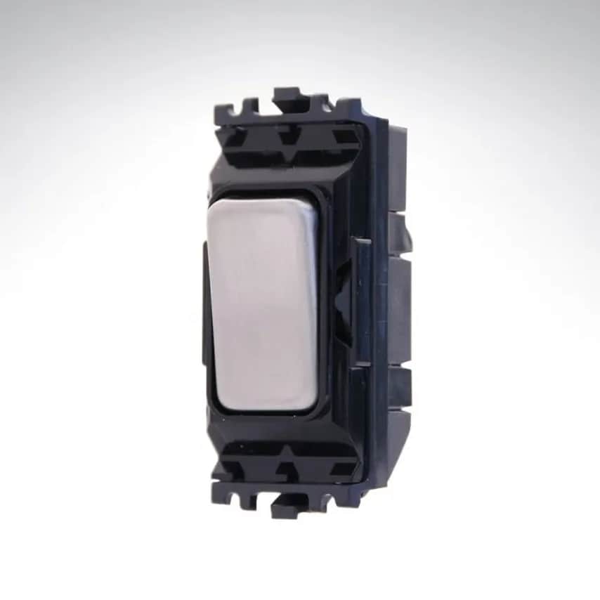 Grid Switch 2 Way SP Neutral Term 10A x Brushed Stainless Steel Black I