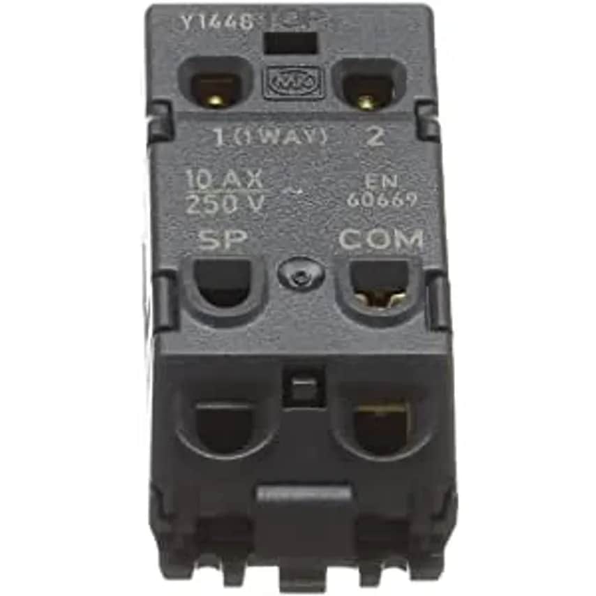 Grid Switch 2 Way SP Neutral Term 10A x Lustrous Black Blk Insert