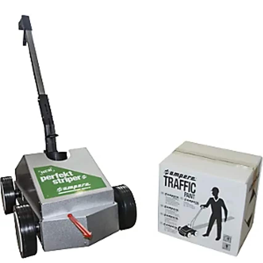 Ground Marking Paint Set, Marking Trolley With 12 Cans Of Traffic Paint, Red, Incl. Accessories