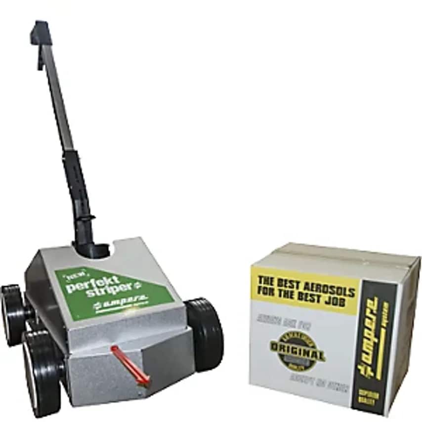Ground Marking Paint Set - Marking Trolley With 12 Cans Of Traffic Extra Paint - Yellow