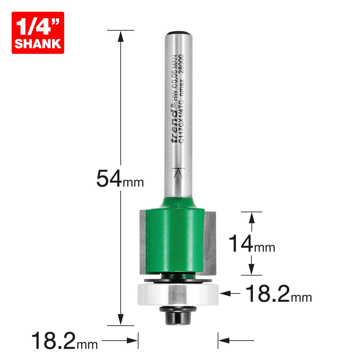 Guided Trimmer 18.2mm Diameter - C117CX1/4TC