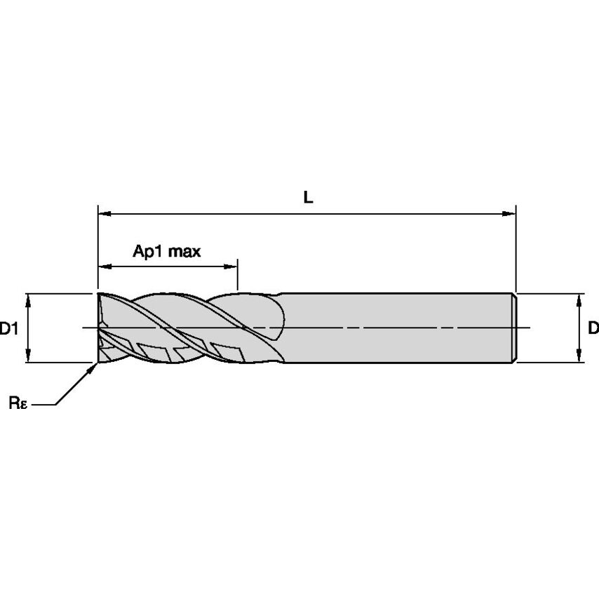 H1TE4RA0313S050HAR015 End Mill Harvi I TE 5/16X5/16X