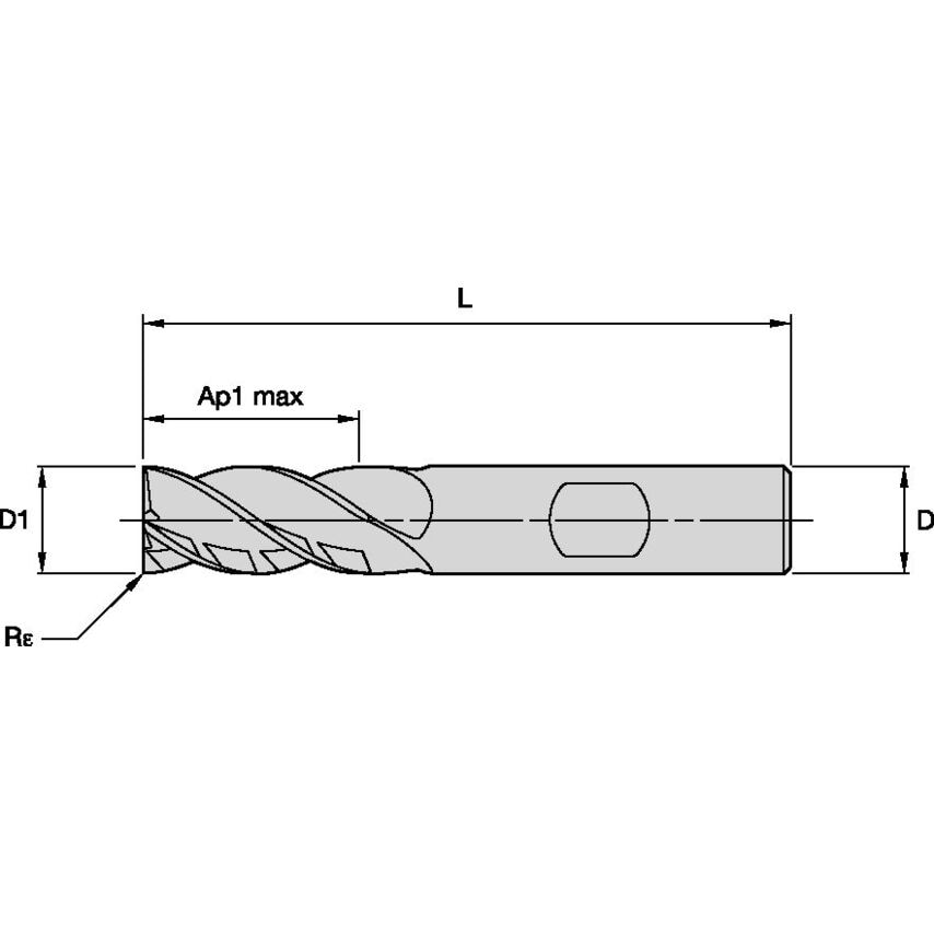 H1TE4RA0750L225HBR030 Harvi I TE 3/4X3/4X2 1/4X5 R.0
