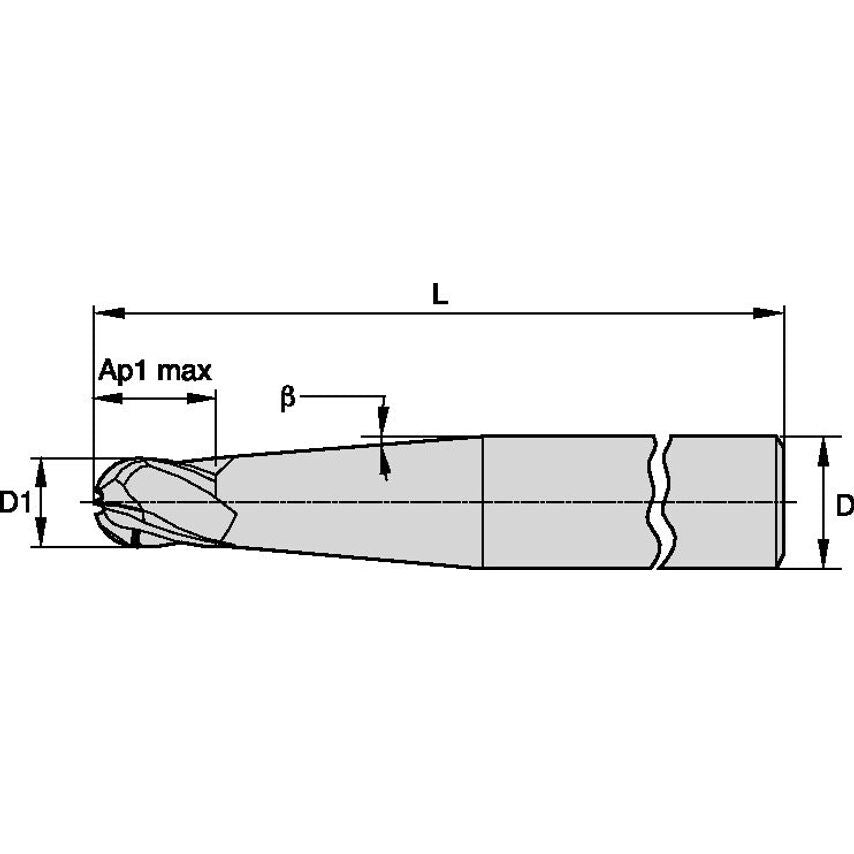HPBNDM250S4025 HP Carbide Ball Nose End Mill D