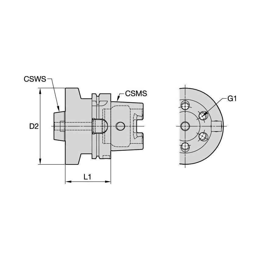 HSK125ABTF46070M HSK125A BTF46 Adapter L1=70MM