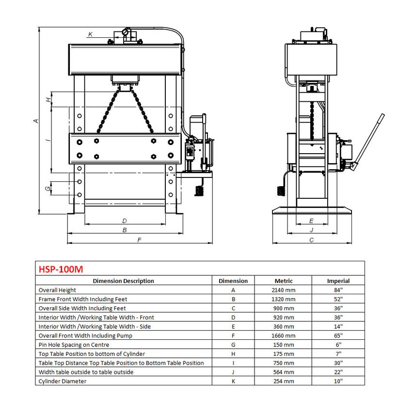 HSP-110M Hydraulic Workshop Press