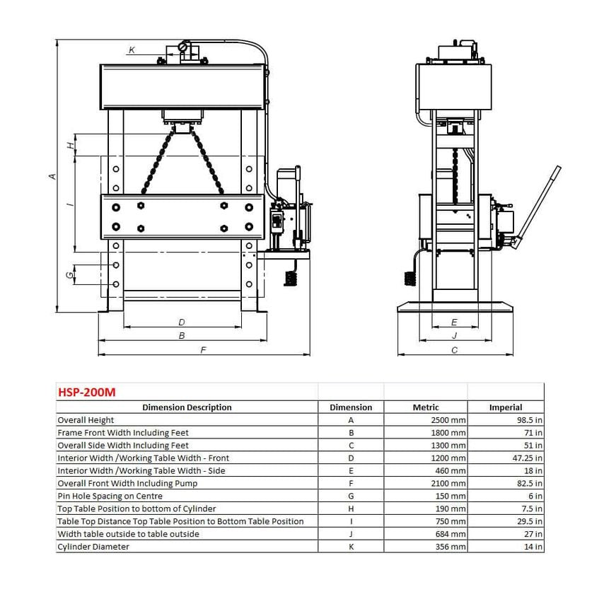 HSP-200M Hydraulic Shop Press