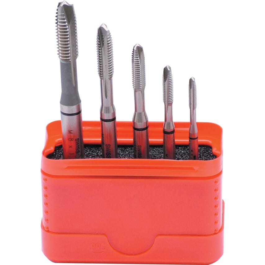 HSS-Co M3-M8 'black Ring' Spiral Point/Gun Nose Tap Set - 5 Piece - DIN 371