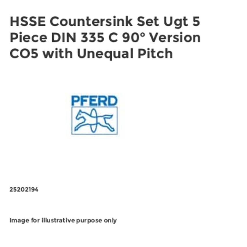 HSSE Countersink Set Ugt 5 Piece DIN 335 C 90 Version CO5 with Unequal Pitch
