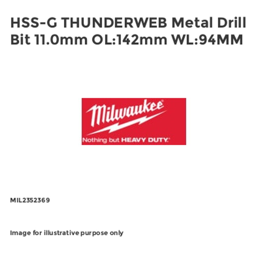 HSS-G THUNDERWEB Metal Drill Bit 11.0mm OL:142mm WL:94MM