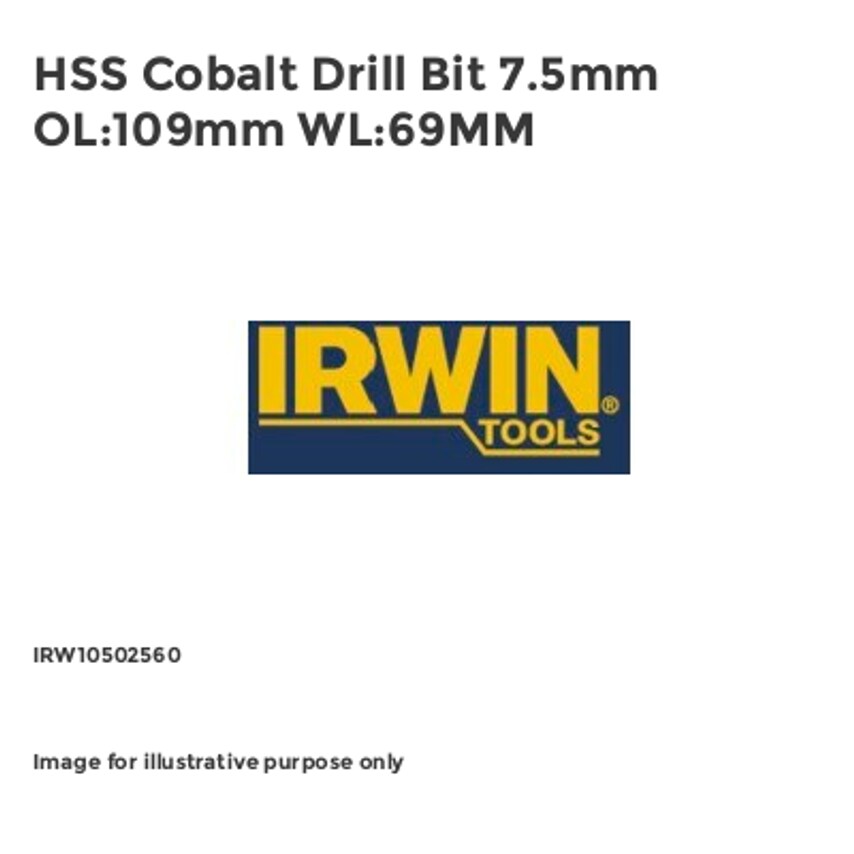 HSS Cobalt Drill Bit 7.5mm OL:109mm WL:69MM