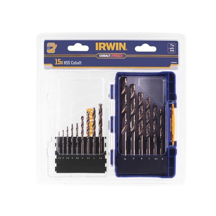 HSS Cobalt Drill Bit Set, 15 Piece IRWIW3036501