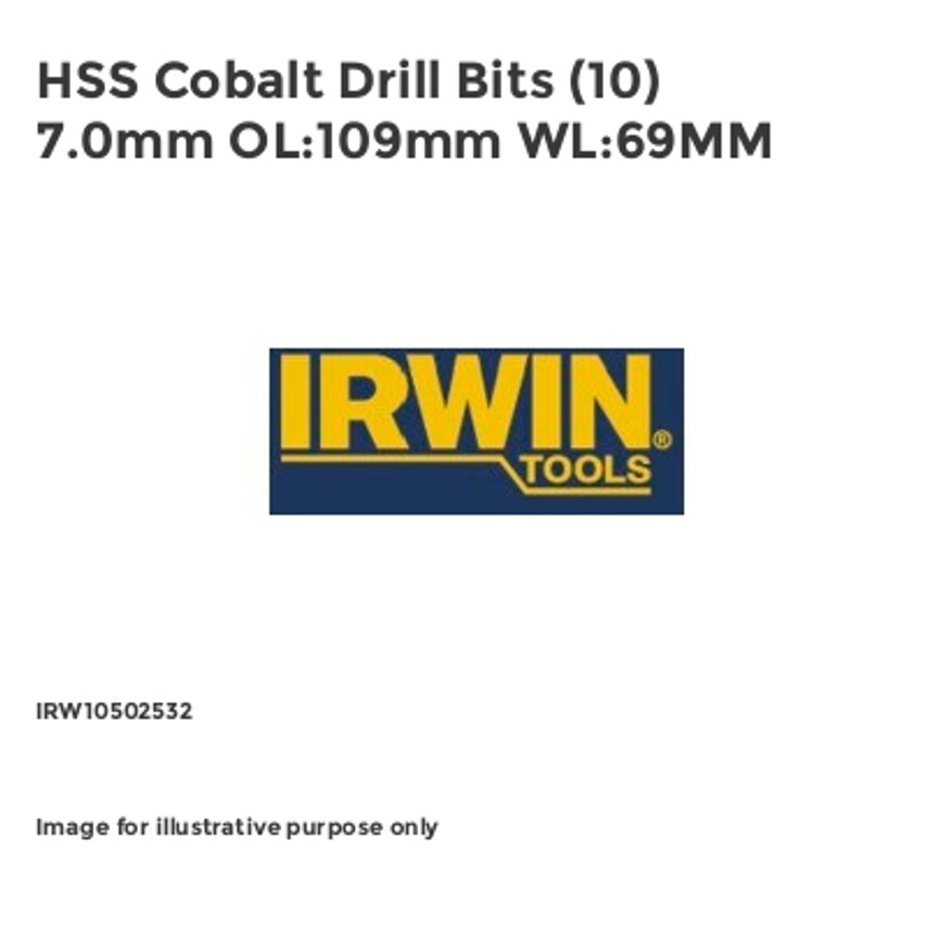 HSS Cobalt Drill Bits (10) 7.0mm OL:109mm WL:69MM IRW10502532