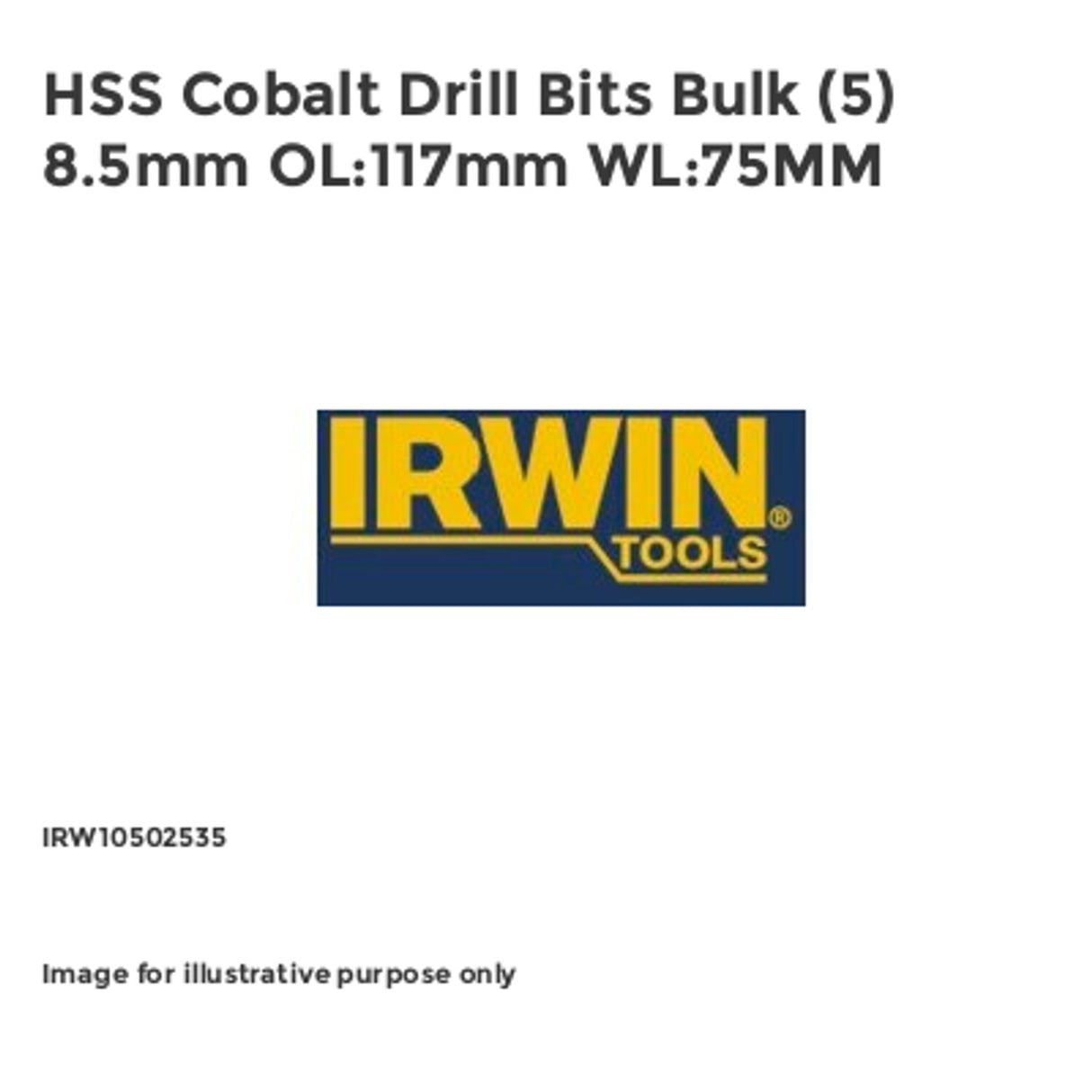HSS Cobalt Drill Bits 5 8.5mm OL:117mm WL:75MM