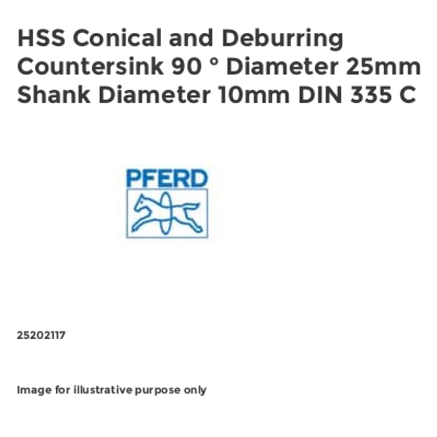 HSS Conical and Deburring Countersink 90 Diameter 25mm Shank Diameter 10mm DIN 335 C