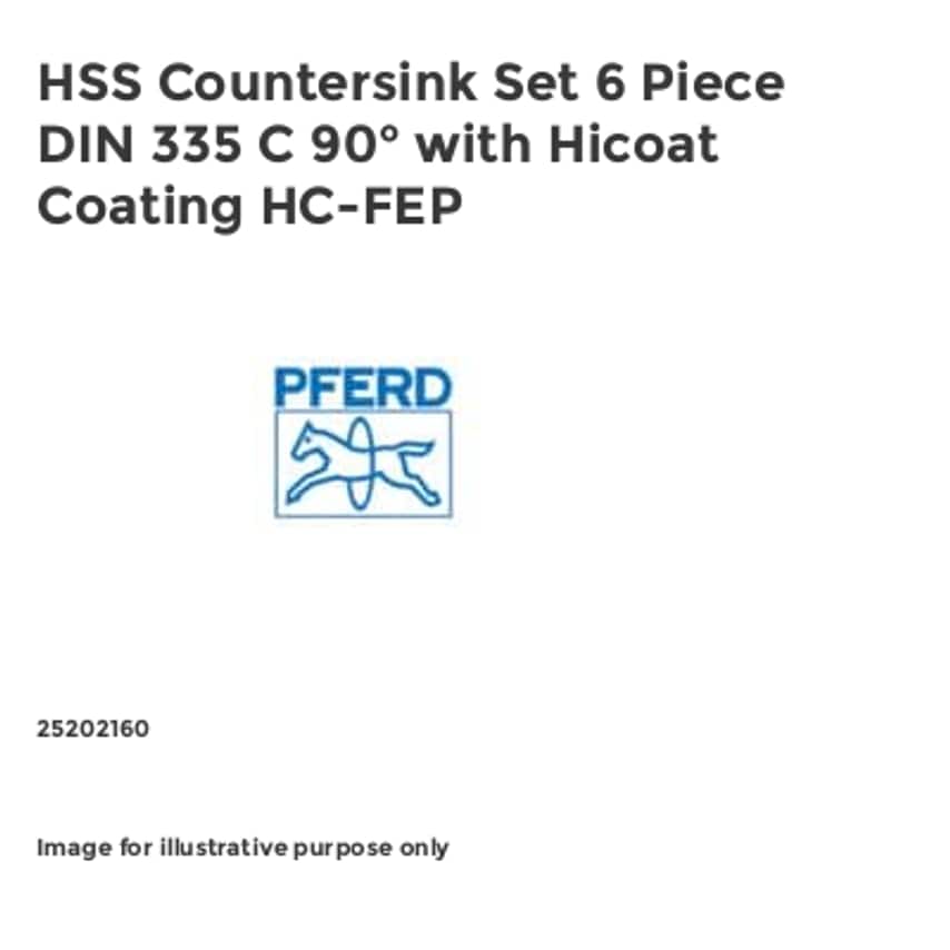 HSS Countersink Set 6 Piece DIN 335 C 90 with Hicoat Coating HC-FEP