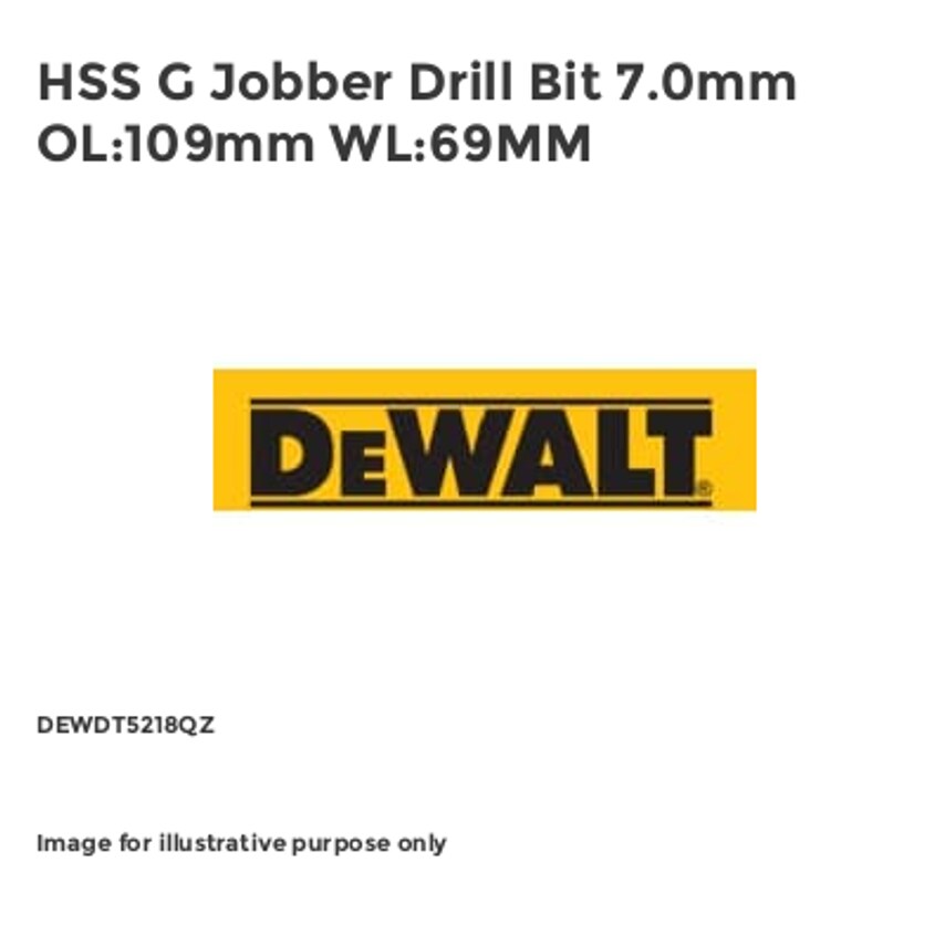 HSS G Jobber Drill Bit 7.0mm OL:109mm WL:69MM