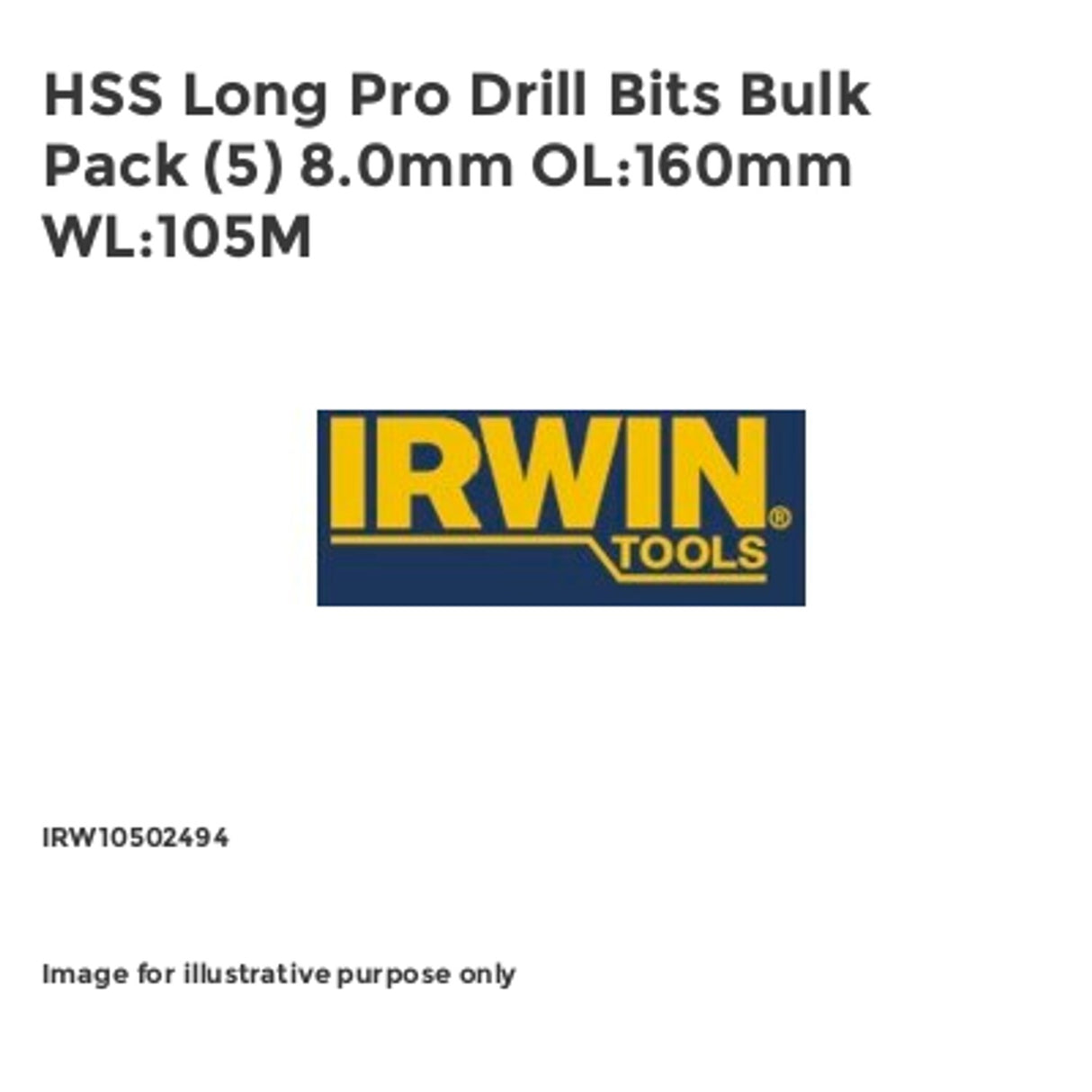 HSS Long Pro Drill Bits Pack of 5 8.0mm OL:160mm WL:105M