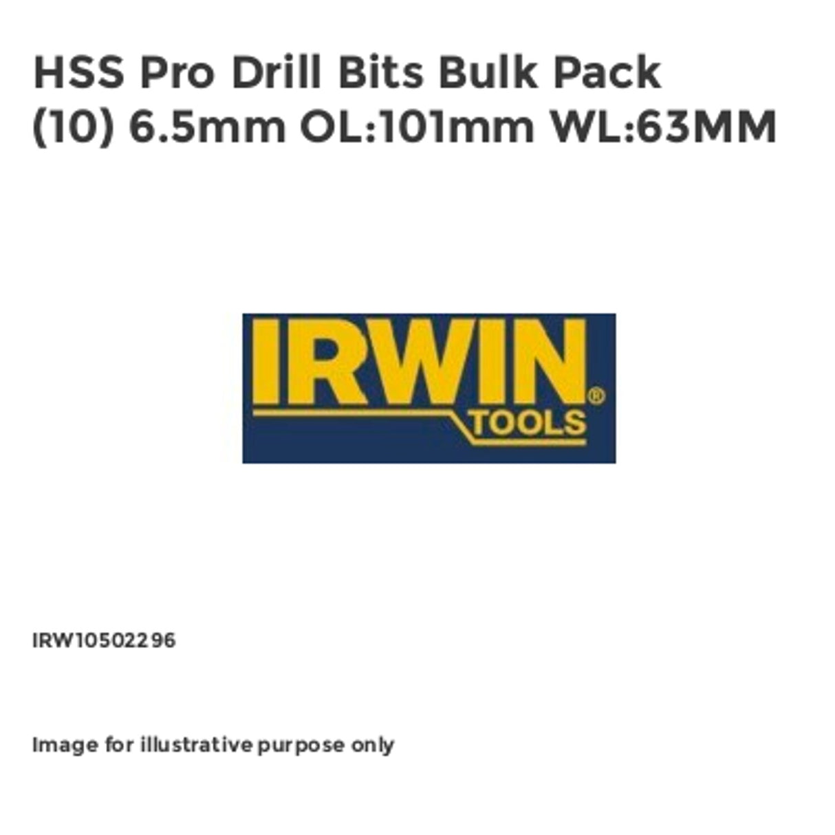 HSS Pro Drill Bits Pack of 10 6.5mm OL:101mm WL:63MM IRW10502296