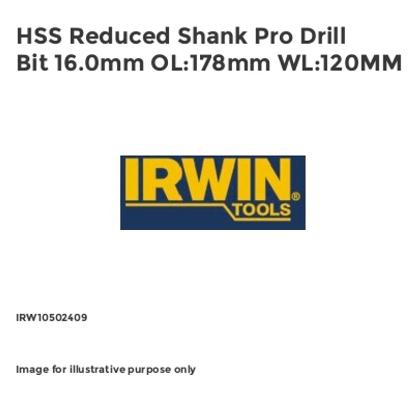 HSS Reduced Shank Pro Drill Bit 16.0mm OL:178mm WL:120MM IRW10502409