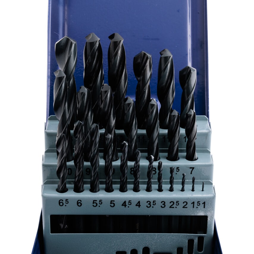 HSS Straight Shank Roll Forged Drill Set 1-13mmx0.5mm, Set of 25