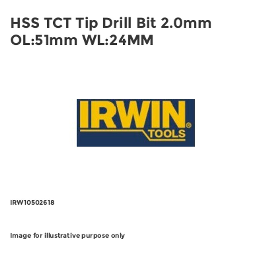 HSS TCT Tip Drill Bit 2.0mm OL:51mm WL:24MM