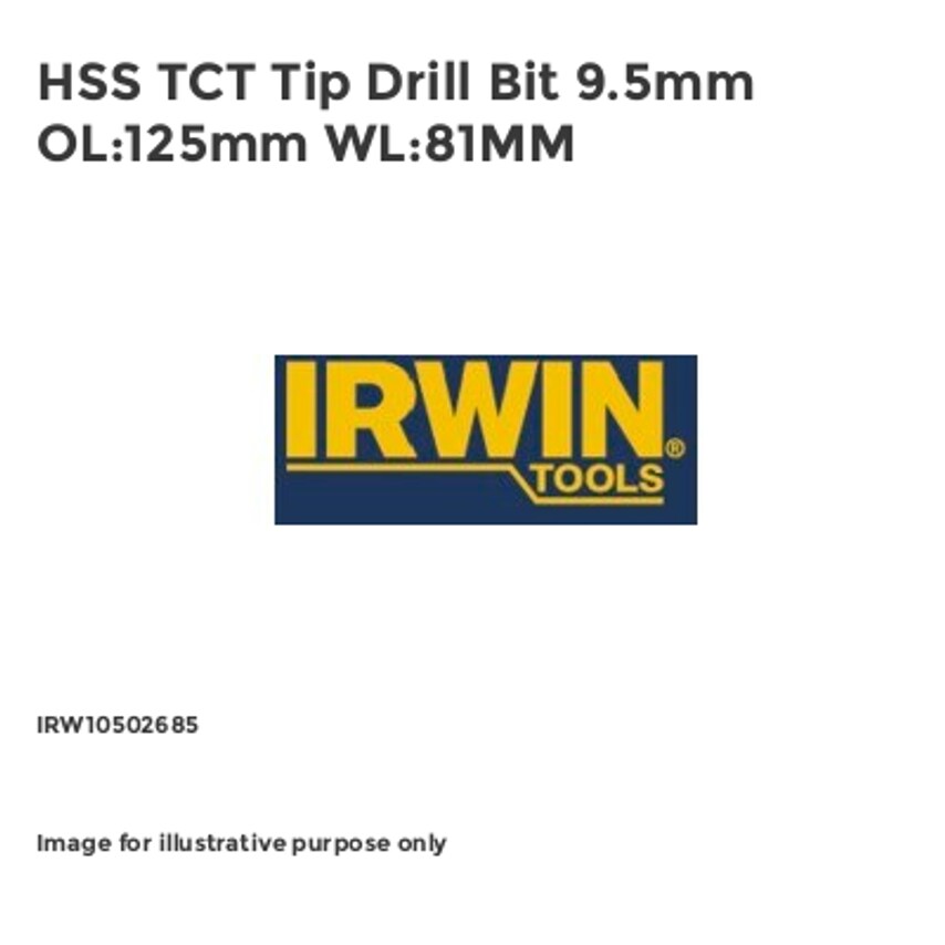 HSS TCT Tip Drill Bit 9.5mm OL:125mm WL:81MM