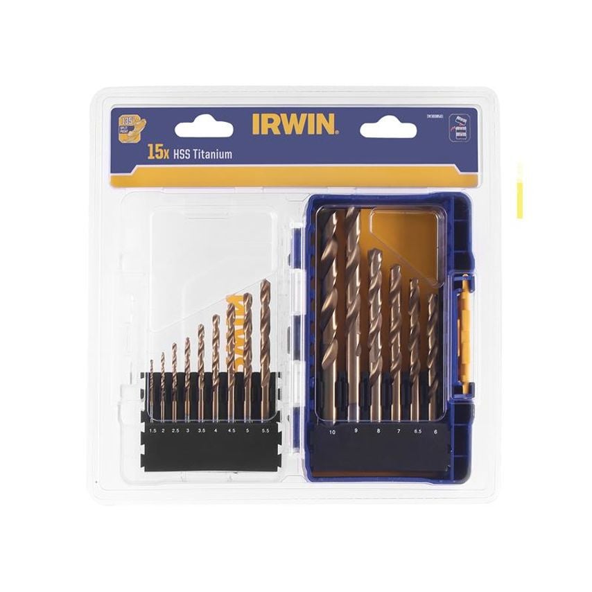 HSS Titanium Metal Drill Bit Set, 15 Piece IRWIW3038501