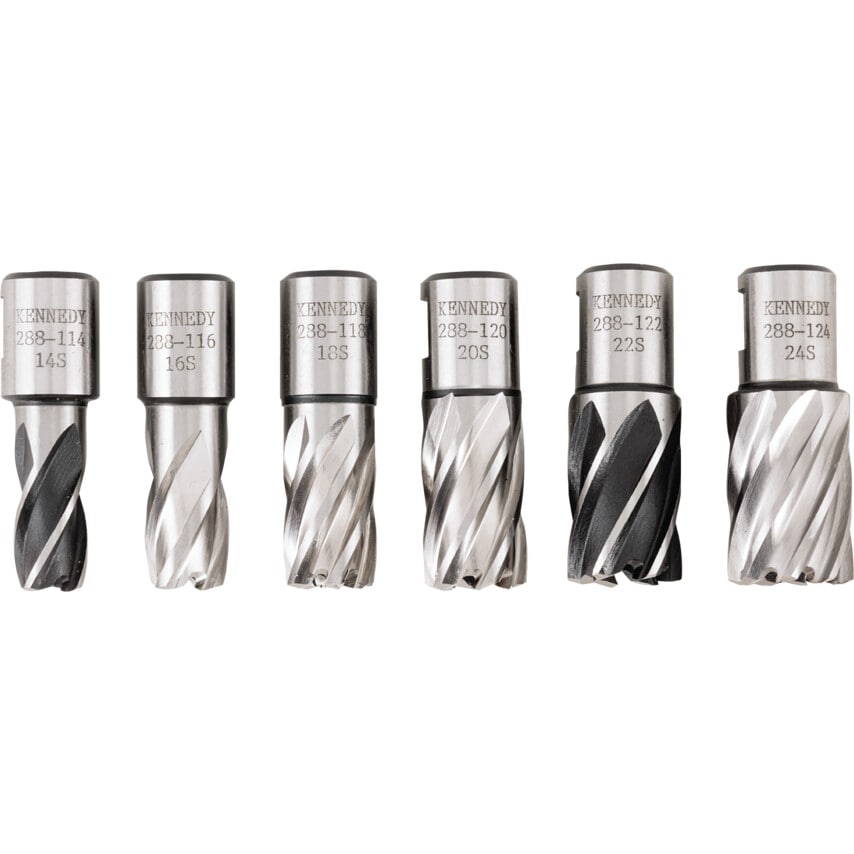 HSS Type Annular MAG Drill Hole Cutter Short - 6 Piece Set in Metal Case