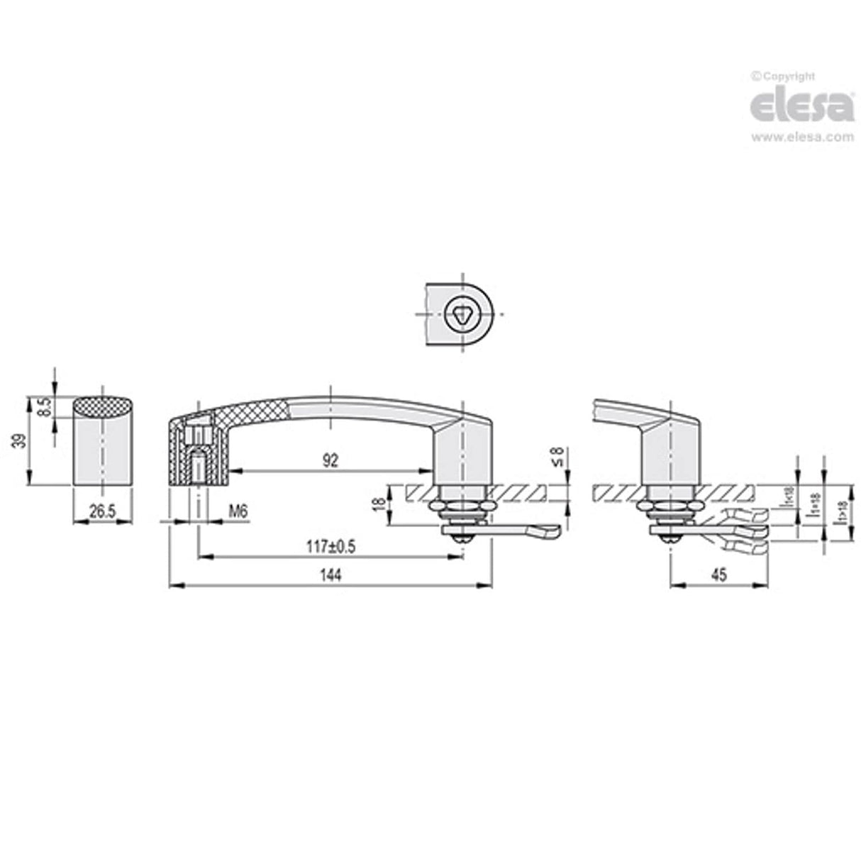 Handle-EBP.140-CH-T-L18-B M6-C1 Black