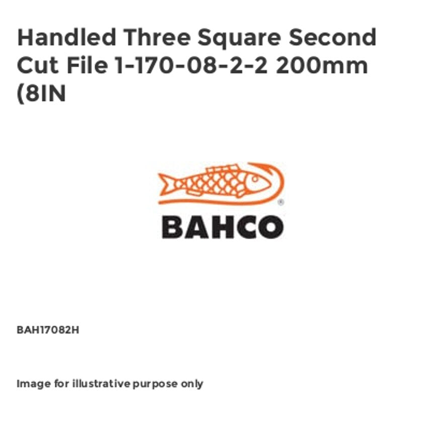 Handled Three Square Second Cut File 1-170-08-2-2 200mm (8IN BAH17082H