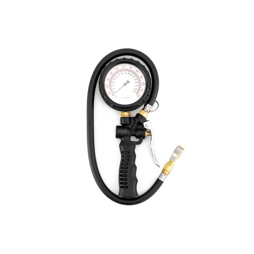 Heavy Duty Air Line Tyre Inflator & Pressure Gauge & 700mm Hose 170psi