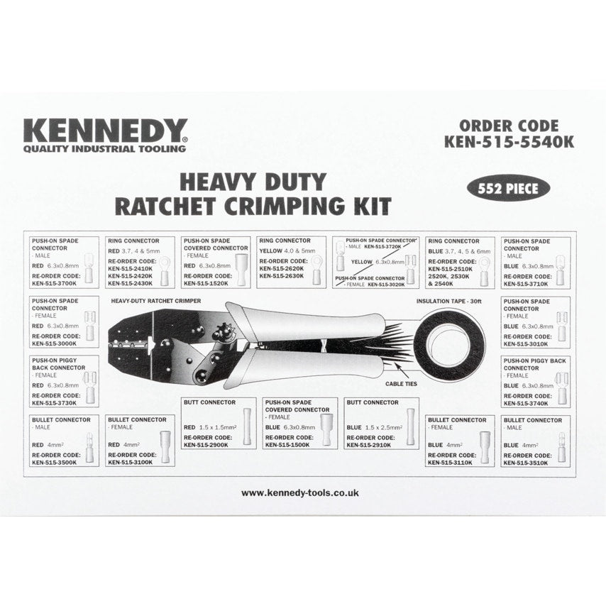 Heavy Duty Ratchet Crimping Toolkit 552 Piece