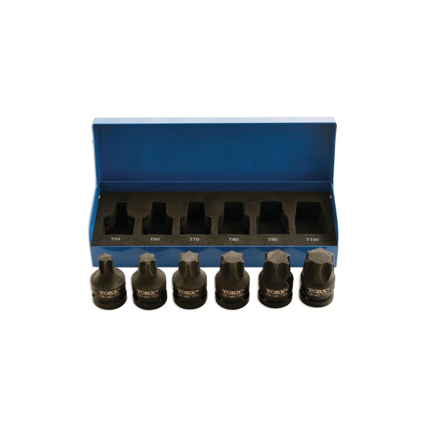 Heavy Duty TORX Socket Bit Set 1/2"D 6 Piece