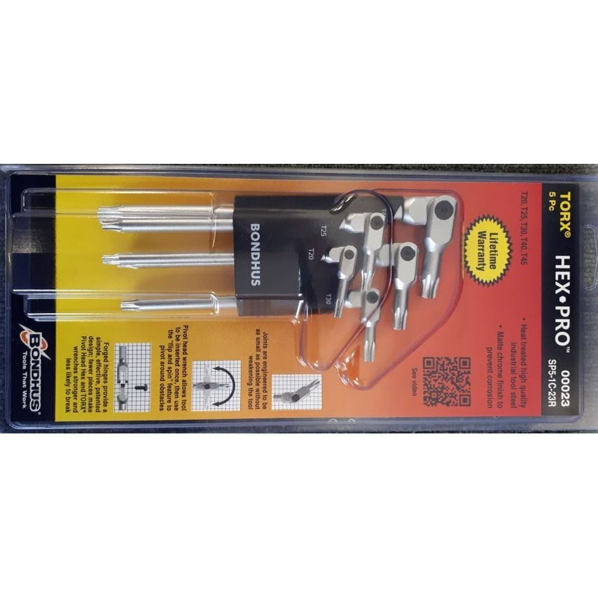 HexPro TORX Set5 Piece T20-T45 Case, 0023