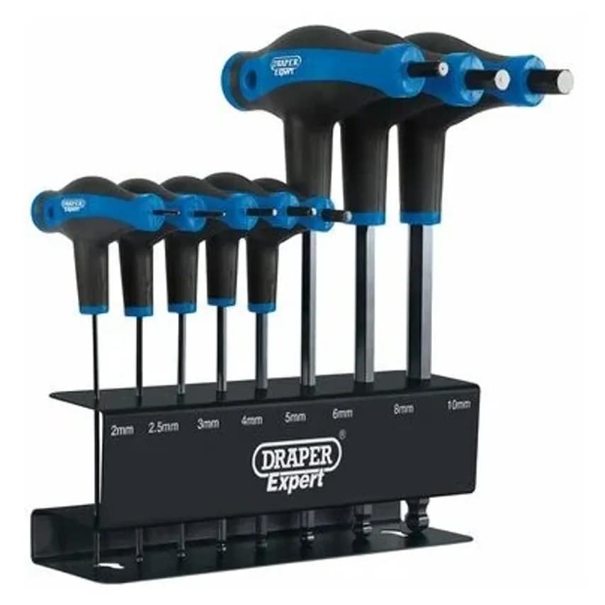 Hex Key 8 Piece Metric T-Handle Set 2.0 to 10mm Chrome Vndm Steel