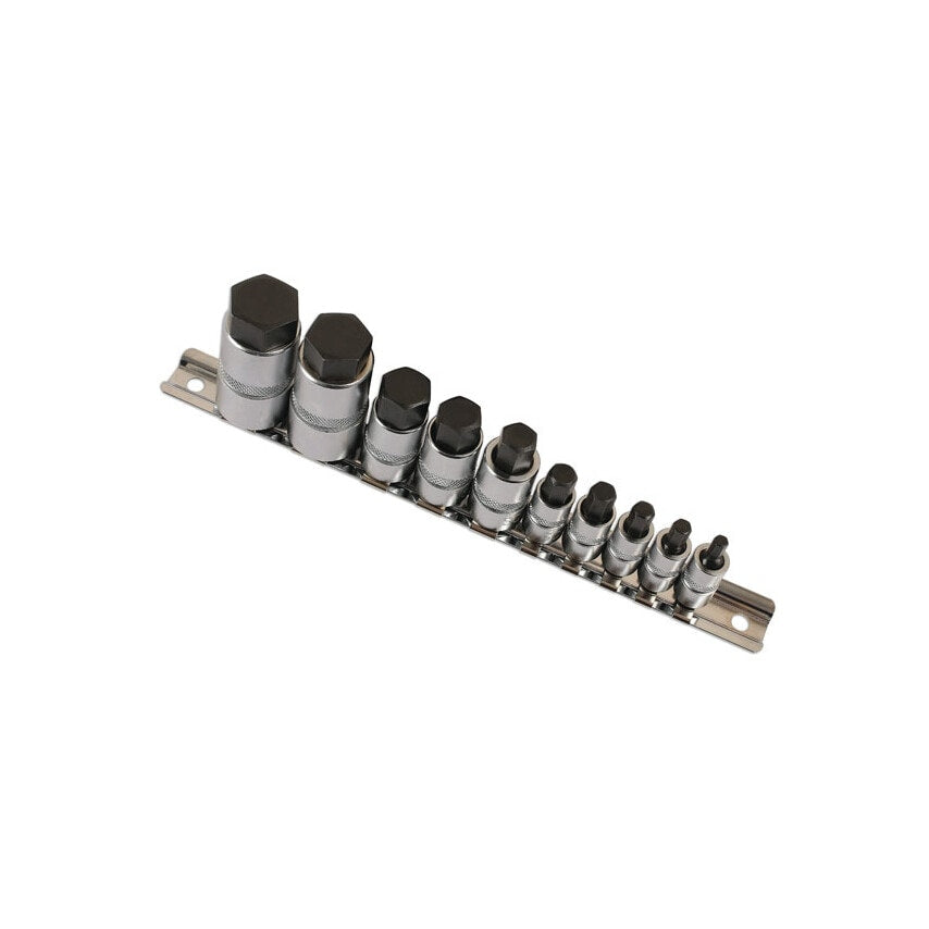Hex Socket Bit Set 1/4"D 3/8"D 1/2"D 10 Piece