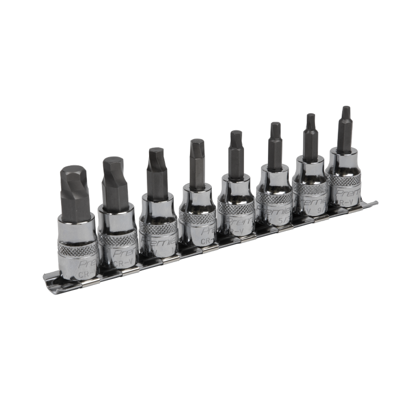 Hex Socket Bit Set Lock-on8 Piece 3/8" Square Drive - Imperial