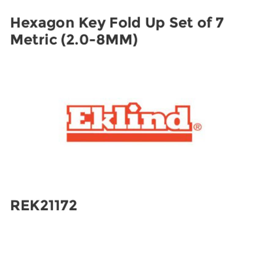 Hexagon Key Fold Up Set of 7 Metric (2.0-8mm)