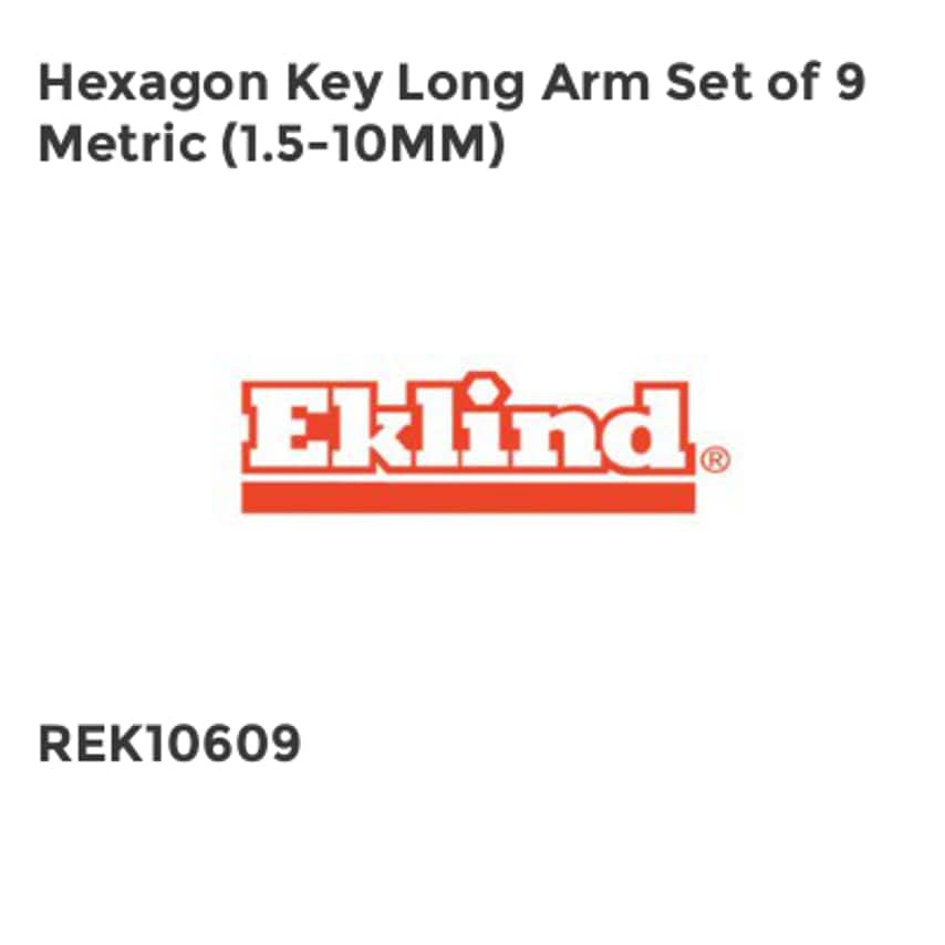 Hexagon Key Long Arm Set of 9 Metric (1.5-10mm)