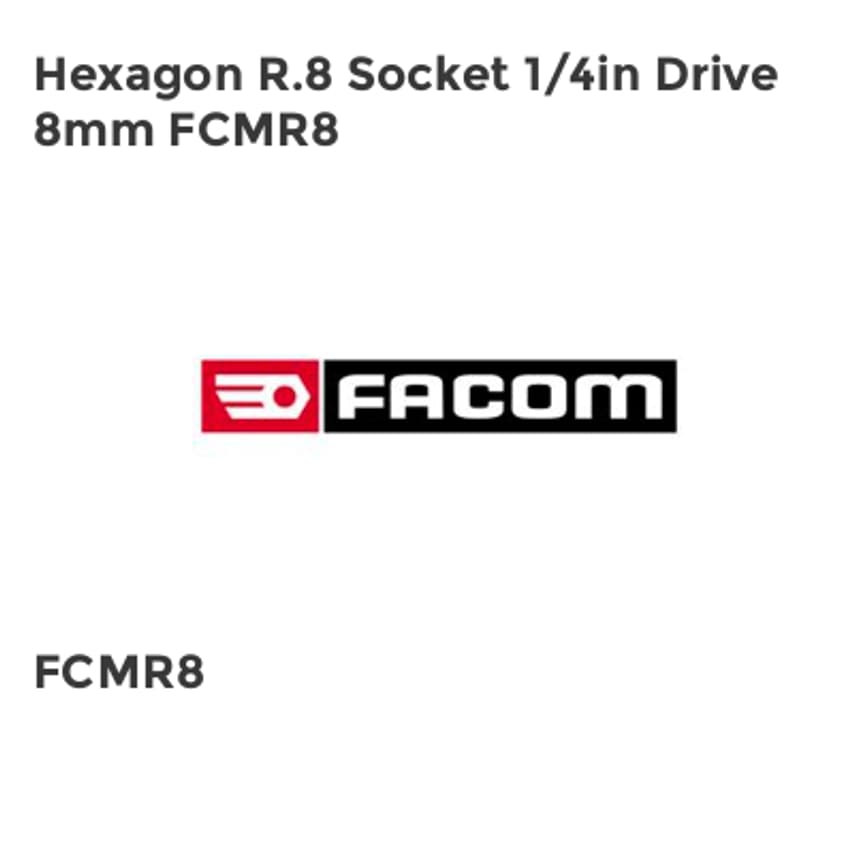 Hexagon R.8 Socket 1/4in Drive 8mm FCMR8