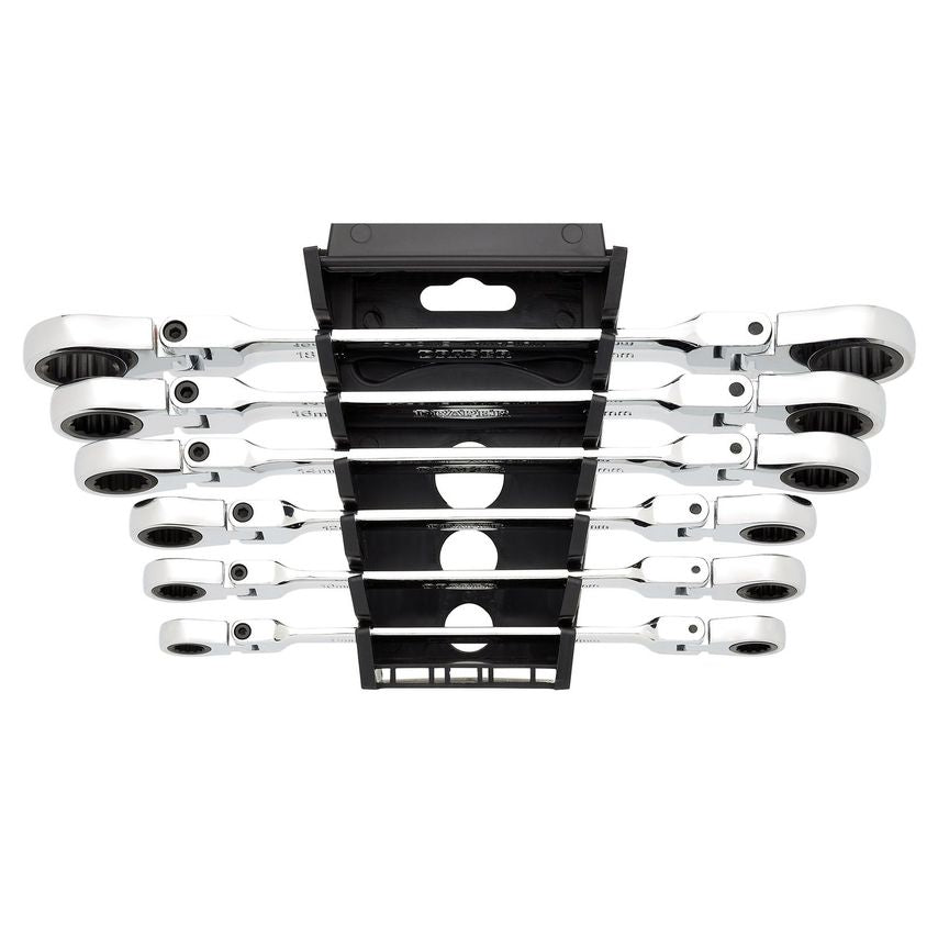 Hi-Torq Metric Flexible Head Double Ring Ratchet Spanner Set (6 pc)