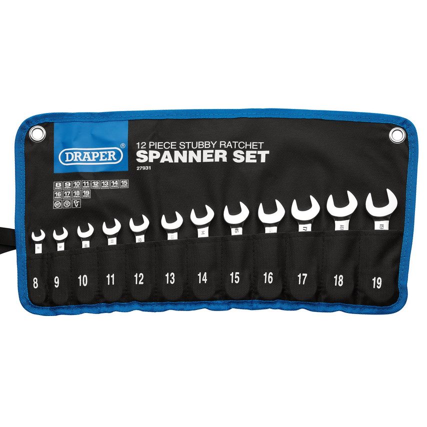 Hi-Torq Metric Stubby Ratchet Combination Spanner Set (12 pc)