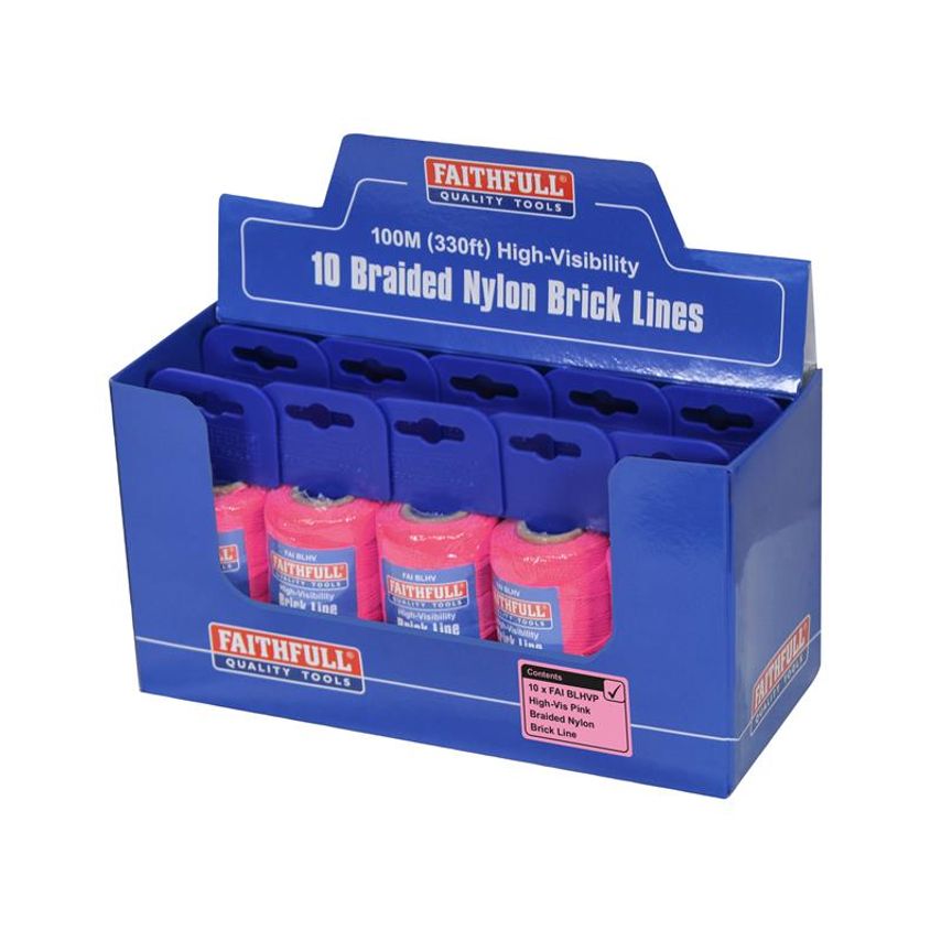 Hi-Vis Nylon Brick Line 100m (330ft) Pink FAIBLHVP