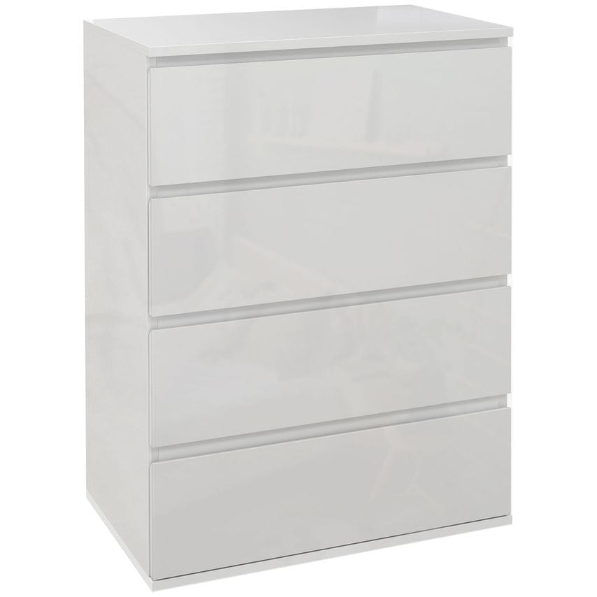 High Gloss Chest of Drawers, Modern 4 Drawers Dresser for Bedroom, White