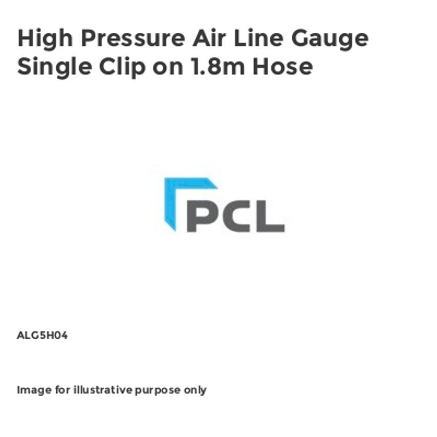 High Pressure Air Line Gauge Single Clip on 1.8m Hose
