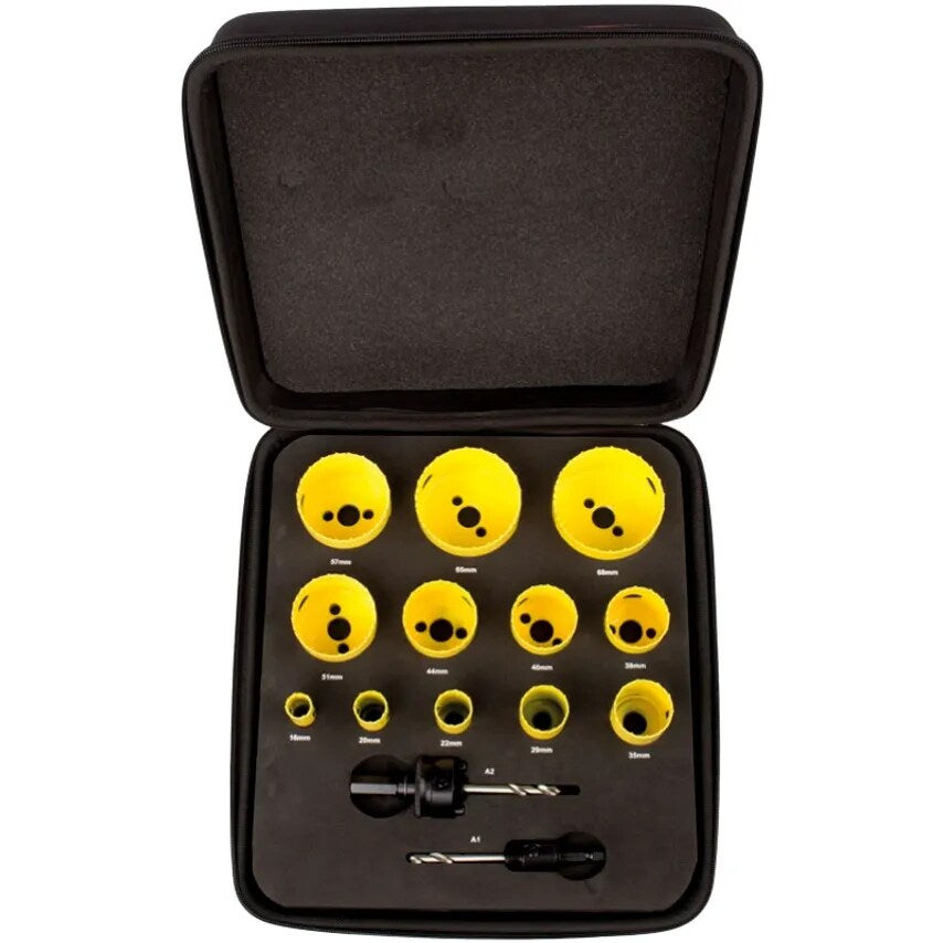 Holesaw Kit Plumbers and electricians Fast Cut 16-76mm Bi-Metal