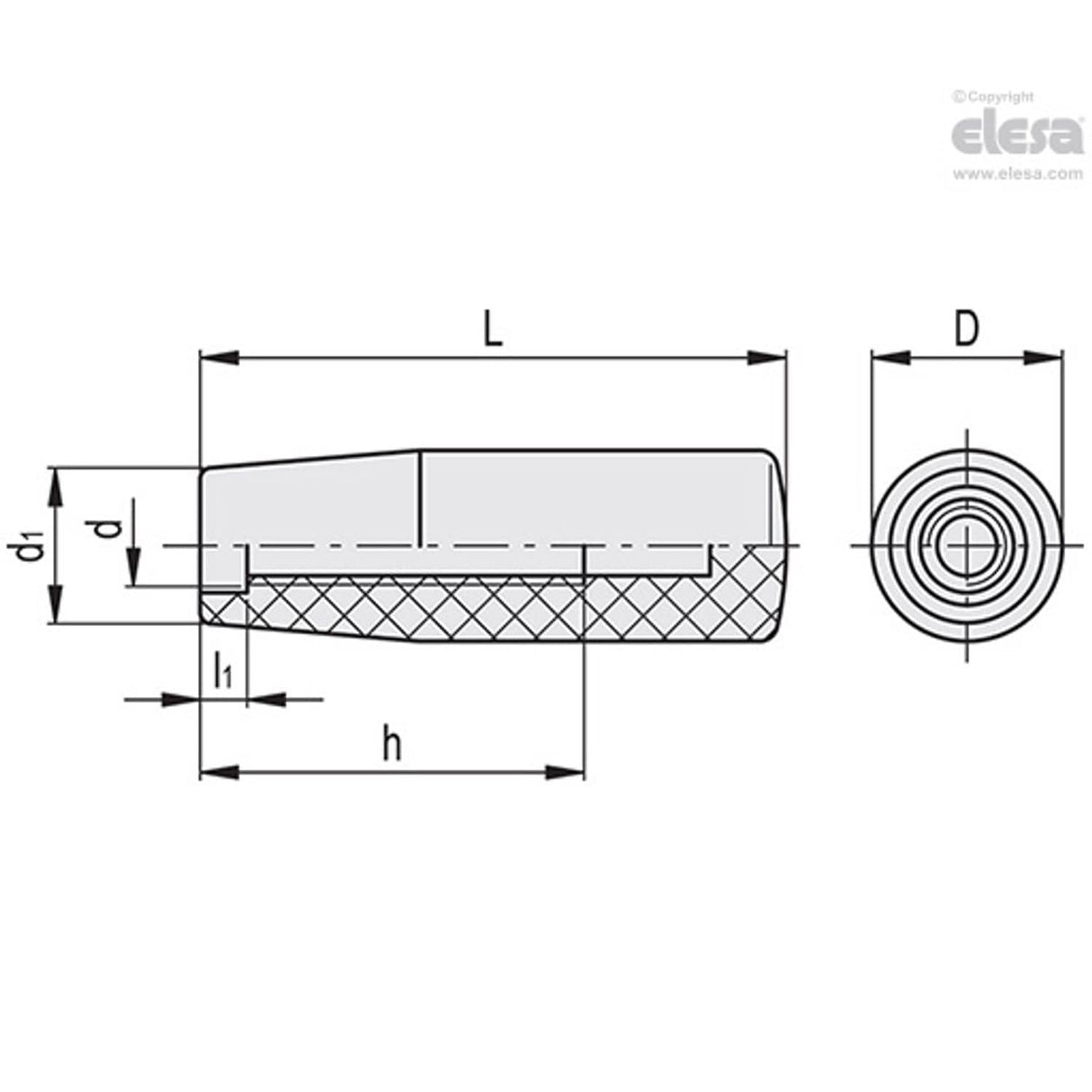I780 Cylindrical fixed handles Technopolymer I.780/90-M12-C6