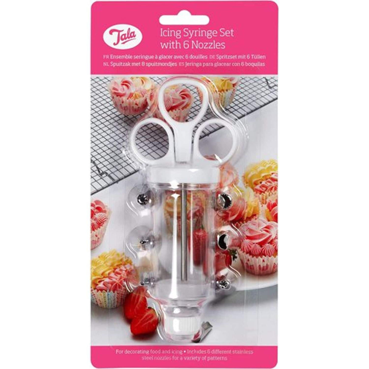 Icing Syringe Set with 6 Nozzles, White, Icing Syringe with 6 Nozzles